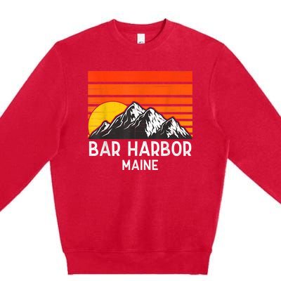 Bar Harbor Maine Usa Retro Vintage Mountain Premium Crewneck Sweatshirt