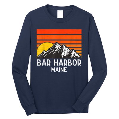 Bar Harbor Maine Usa Retro Vintage Mountain Long Sleeve Shirt