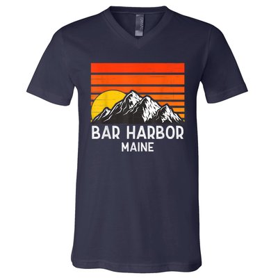 Bar Harbor Maine Usa Retro Vintage Mountain V-Neck T-Shirt