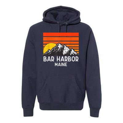 Bar Harbor Maine Usa Retro Vintage Mountain Premium Hoodie