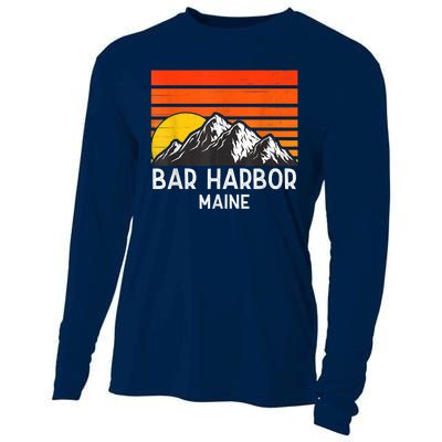 Bar Harbor Maine Usa Retro Vintage Mountain Cooling Performance Long Sleeve Crew