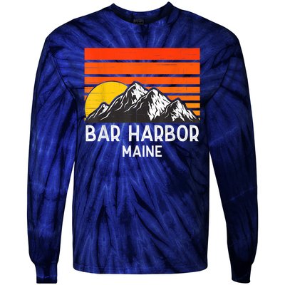 Bar Harbor Maine Usa Retro Vintage Mountain Tie-Dye Long Sleeve Shirt