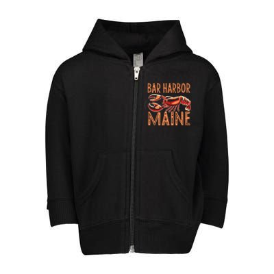 Bar Harbor Maine Lobster Travel Acadia Vintage Gift Toddler Zip Fleece Hoodie