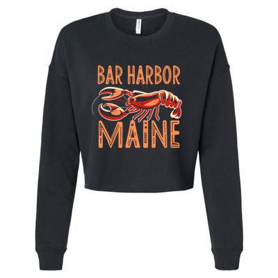 Bar Harbor Maine Lobster Travel Acadia Vintage Gift Cropped Pullover Crew