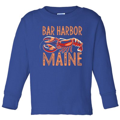 Bar Harbor Maine Lobster Travel Acadia Vintage Gift Toddler Long Sleeve Shirt