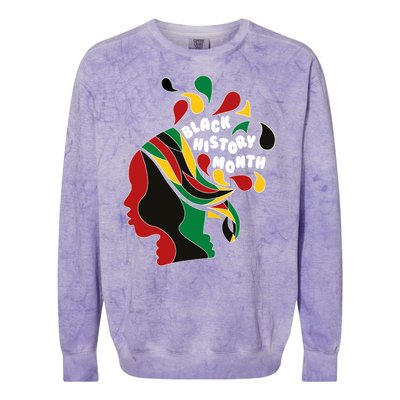 Black History Month Female African Colorblast Crewneck Sweatshirt