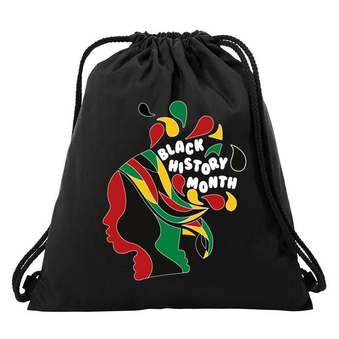 Black History Month Female African Drawstring Bag