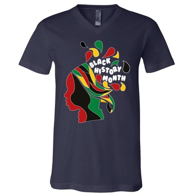 Black History Month Female African V-Neck T-Shirt