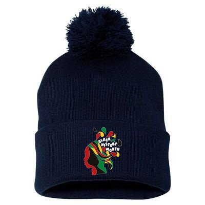 Black History Month Female African Pom Pom 12in Knit Beanie