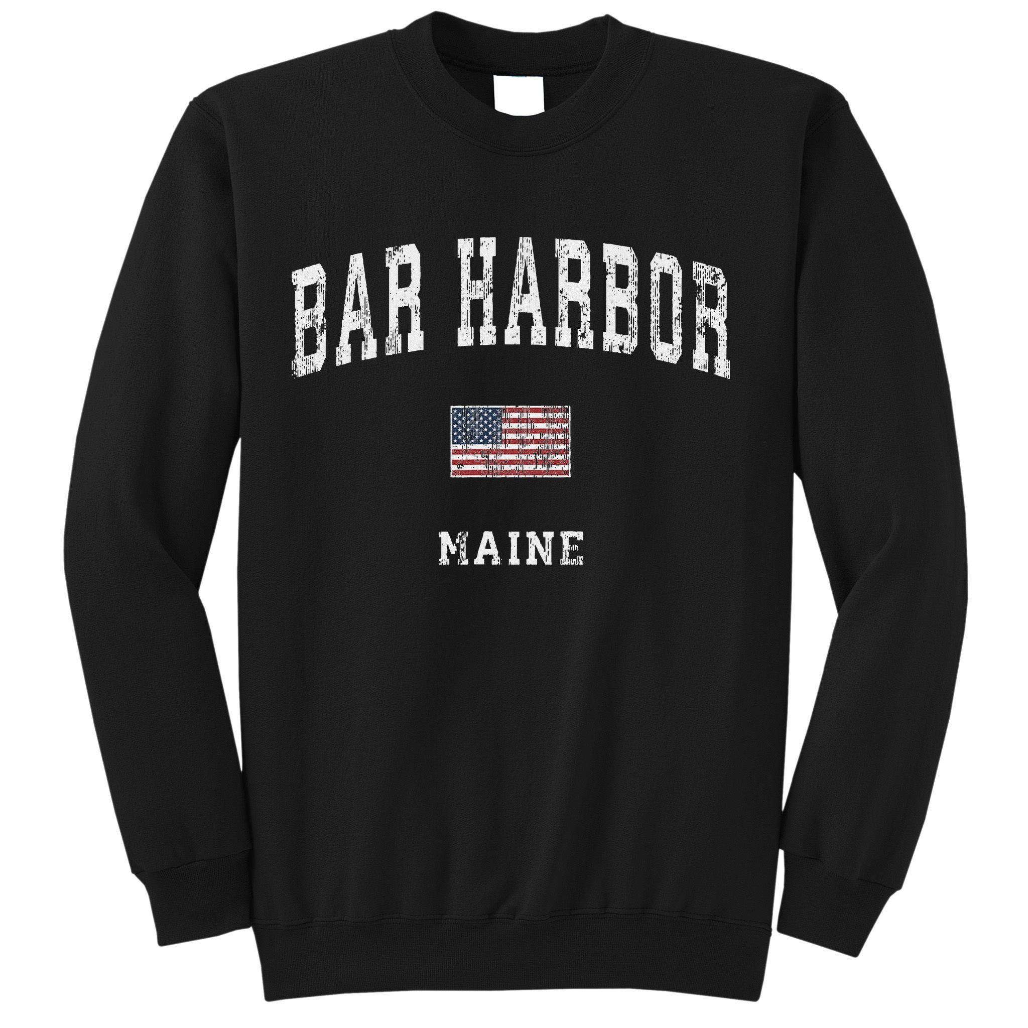 Bar Harbor Maine Me Vintage American Flag Sports Design Sweatshirt