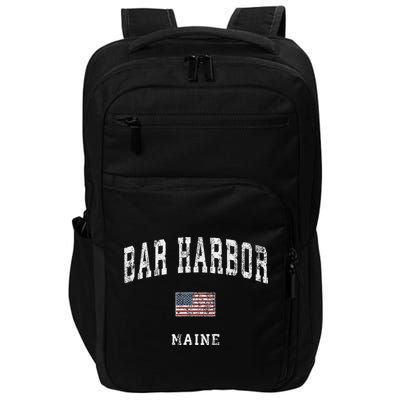 Bar Harbor Maine Me Vintage American Flag Sports Design Impact Tech Backpack