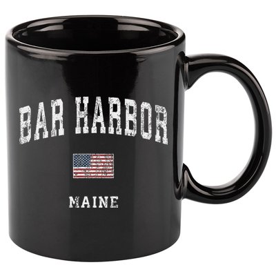 Bar Harbor Maine Me Vintage American Flag Sports Design 11oz C Handle Ceramic Mug