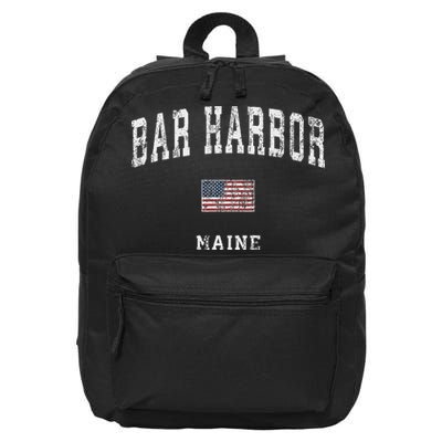 Bar Harbor Maine Me Vintage American Flag Sports Design 16 in Basic Backpack