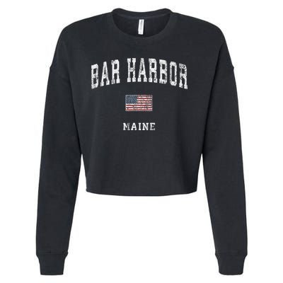 Bar Harbor Maine Me Vintage American Flag Sports Design Cropped Pullover Crew