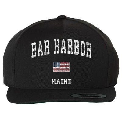Bar Harbor Maine Me Vintage American Flag Sports Design Wool Snapback Cap