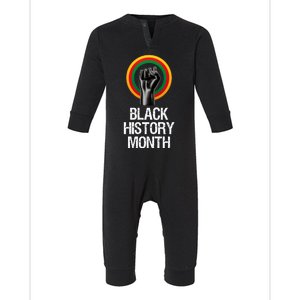 Black History Month African American Black Fist February Infant Fleece One Piece