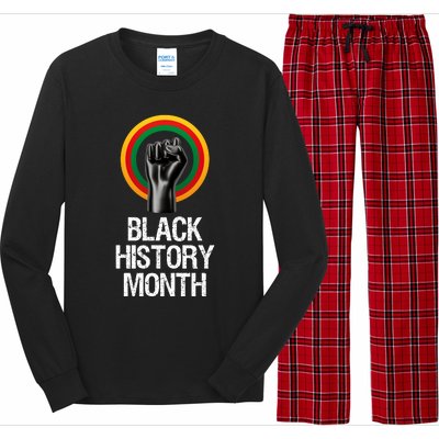 Black History Month African American Black Fist February Long Sleeve Pajama Set