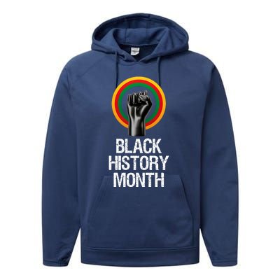 Black History Month African American Black Fist February Performance Fleece Hoodie