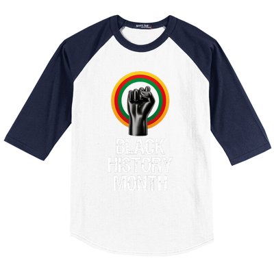 Black History Month African American Black Fist February Baseball Sleeve Shirt