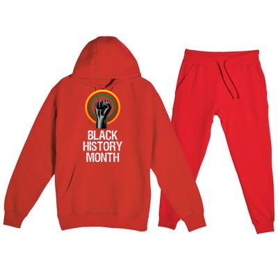 Black History Month African American Black Fist February Premium Hooded Sweatsuit Set