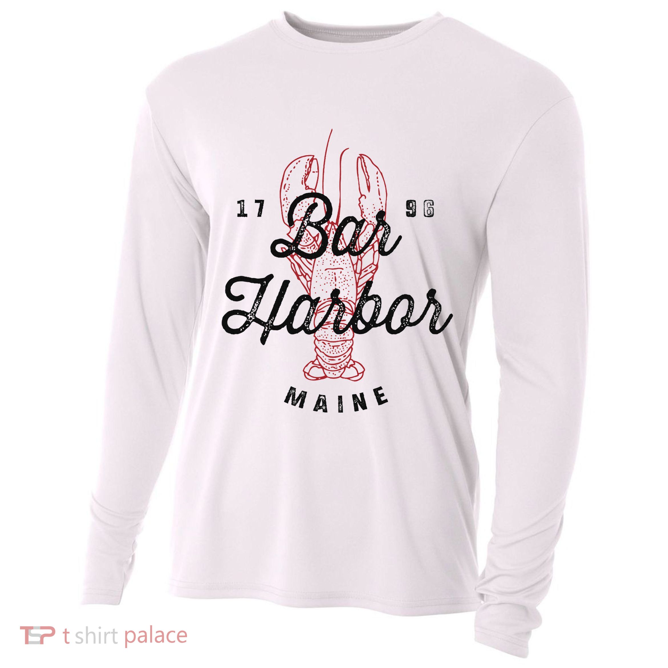 Bar Harbor Maine Souvenir Cool Vintage Lobster Cooling Performance Long Sleeve Crew