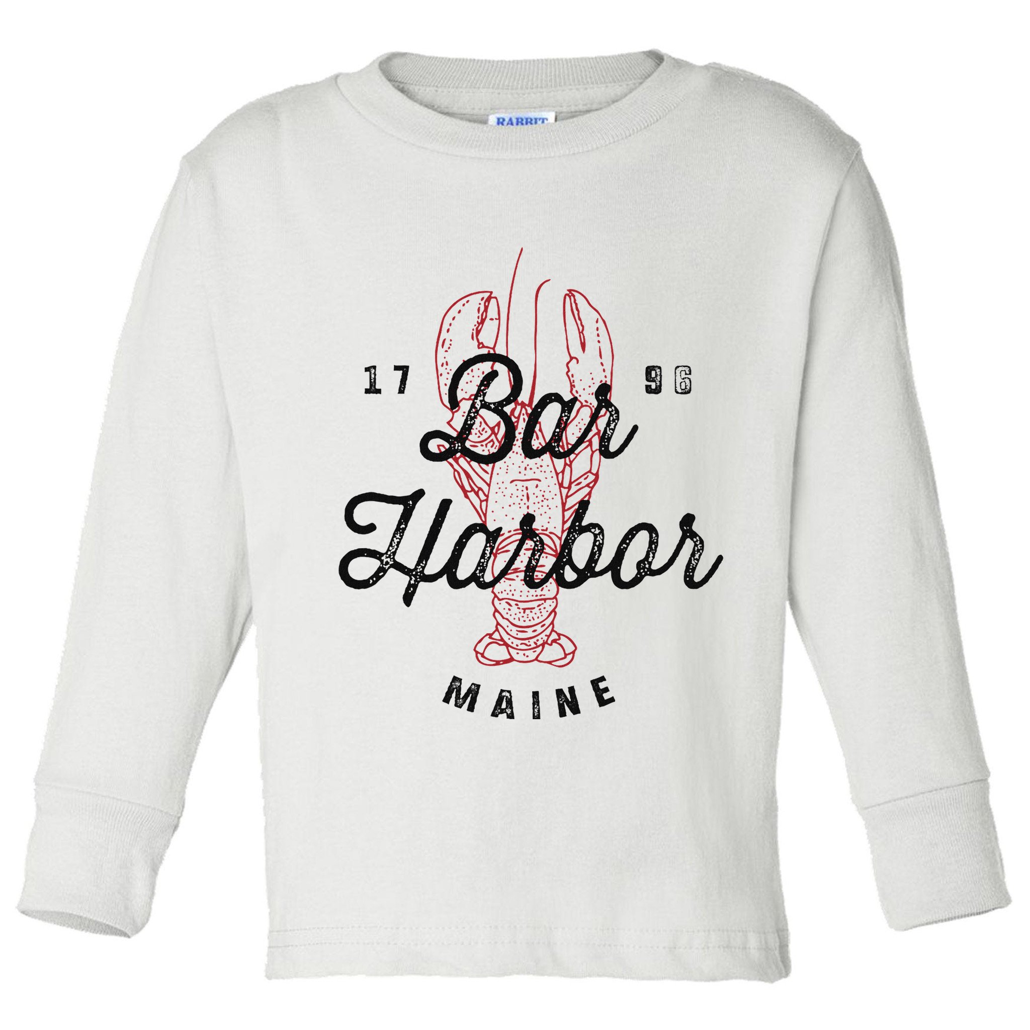 Bar Harbor Maine Souvenir Cool Vintage Lobster Toddler Long Sleeve Shirt