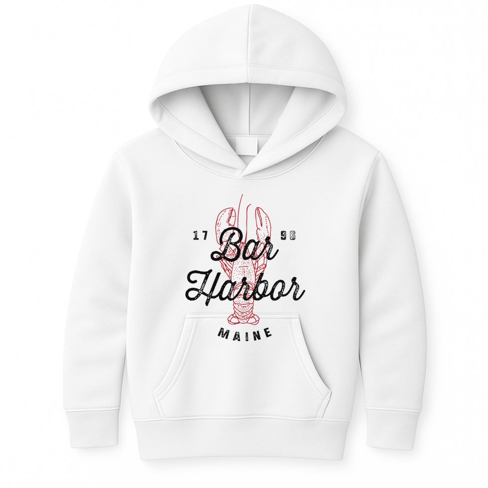 Bar Harbor Maine Souvenir Cool Vintage Lobster Kids Hoodie