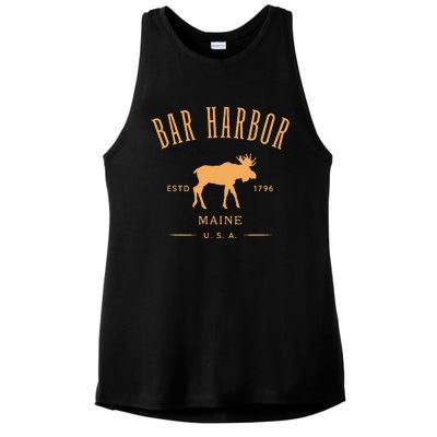 Bar Harbor Maine Usa With Moose Design Souvenir Ladies PosiCharge Tri-Blend Wicking Tank