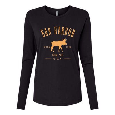 Bar Harbor Maine Usa With Moose Design Souvenir Womens Cotton Relaxed Long Sleeve T-Shirt