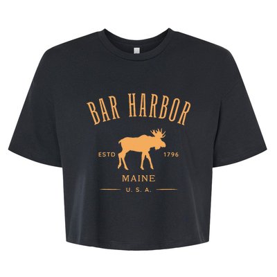 Bar Harbor Maine Usa With Moose Design Souvenir Bella+Canvas Jersey Crop Tee