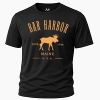 Bar Harbor Maine Usa With Moose Design Souvenir Cooling Performance Crew T-Shirt