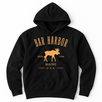 Bar Harbor Maine Usa With Moose Design Souvenir Hoodie