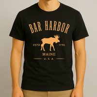 Bar Harbor Maine Usa With Moose Design Souvenir T-Shirt