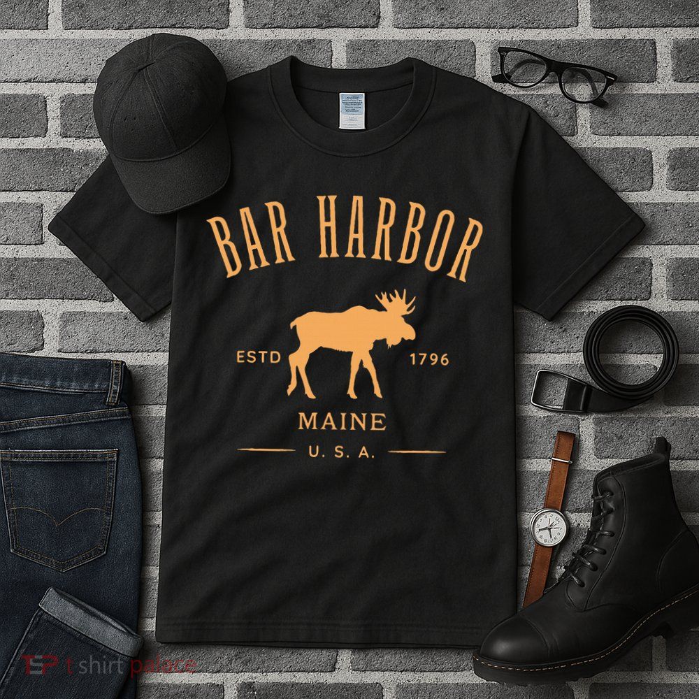 Bar Harbor Maine Usa With Moose Design Souvenir Tall T-Shirt