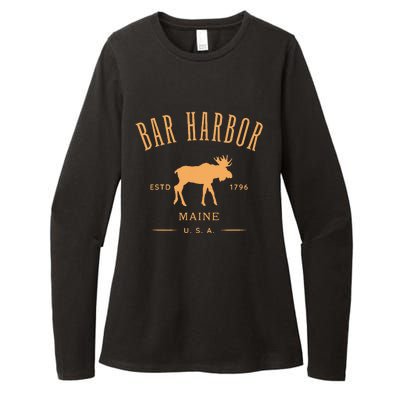 Bar Harbor Maine Usa With Moose Design Souvenir Womens CVC Long Sleeve Shirt