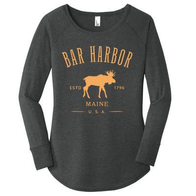 Bar Harbor Maine Usa With Moose Design Souvenir Women's Perfect Tri Tunic Long Sleeve Shirt