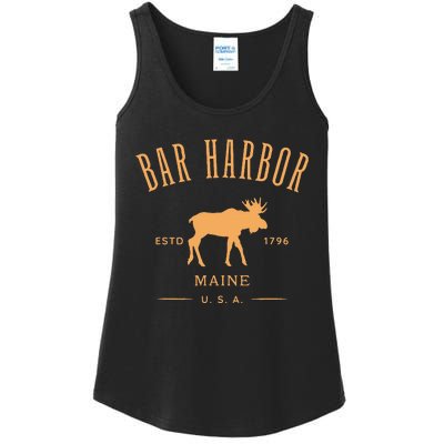 Bar Harbor Maine Usa With Moose Design Souvenir Ladies Essential Tank