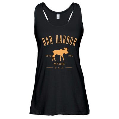 Bar Harbor Maine Usa With Moose Design Souvenir Ladies Essential Flowy Tank