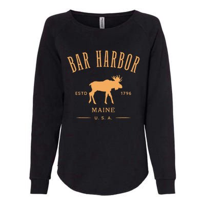 Bar Harbor Maine Usa With Moose Design Souvenir Womens California Wash Sweatshirt