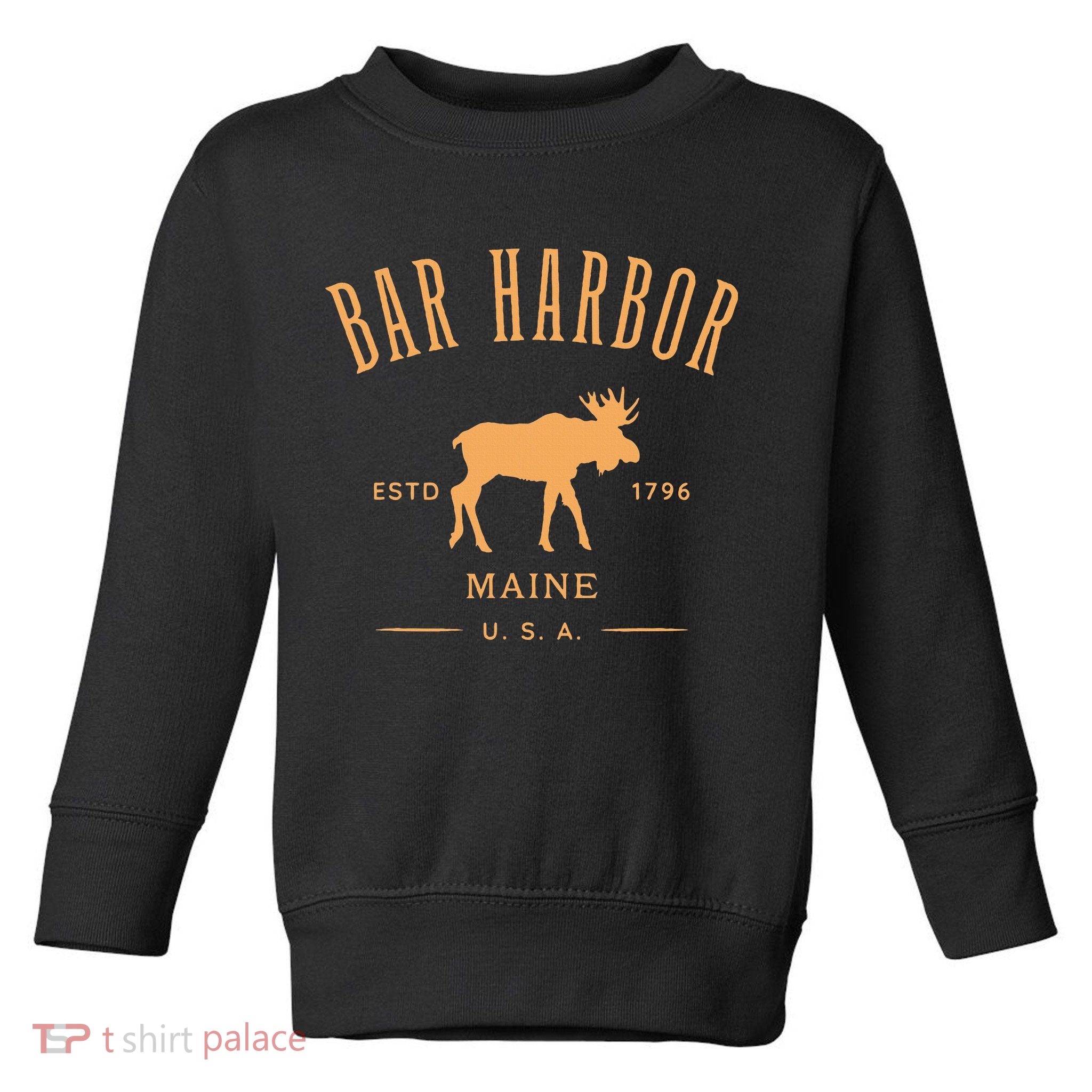 Bar Harbor Maine Usa With Moose Design Souvenir Toddler Sweatshirt