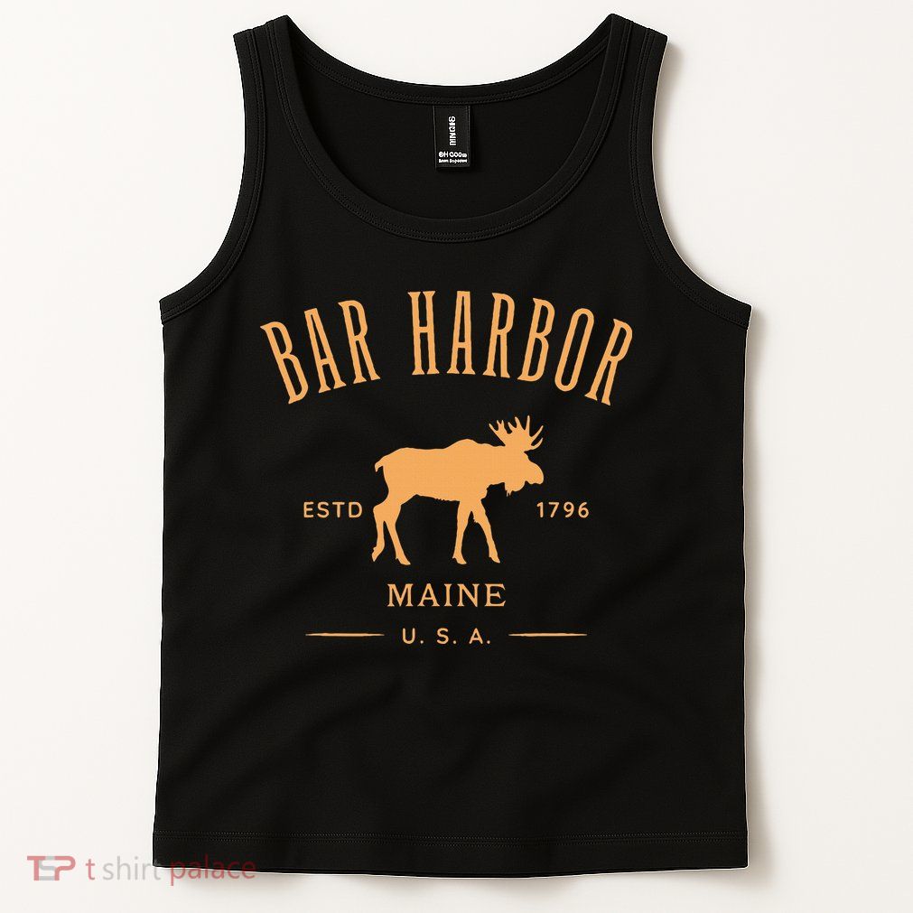 Bar Harbor Maine Usa With Moose Design Souvenir Tank Top