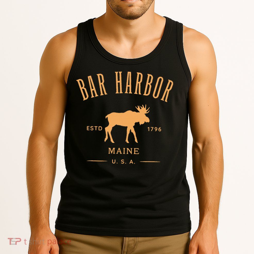 Bar Harbor Maine Usa With Moose Design Souvenir Tank Top