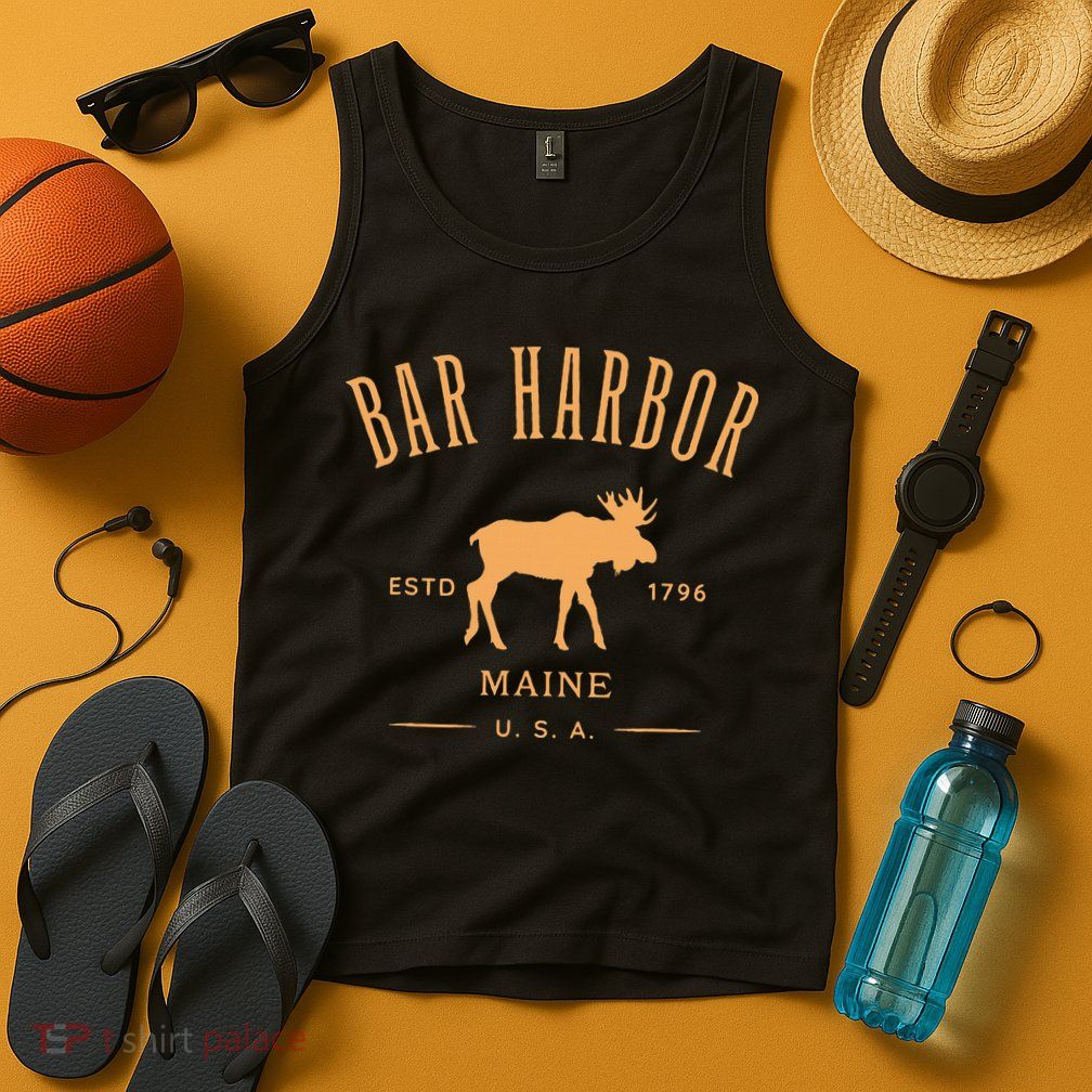 Bar Harbor Maine Usa With Moose Design Souvenir Tank Top