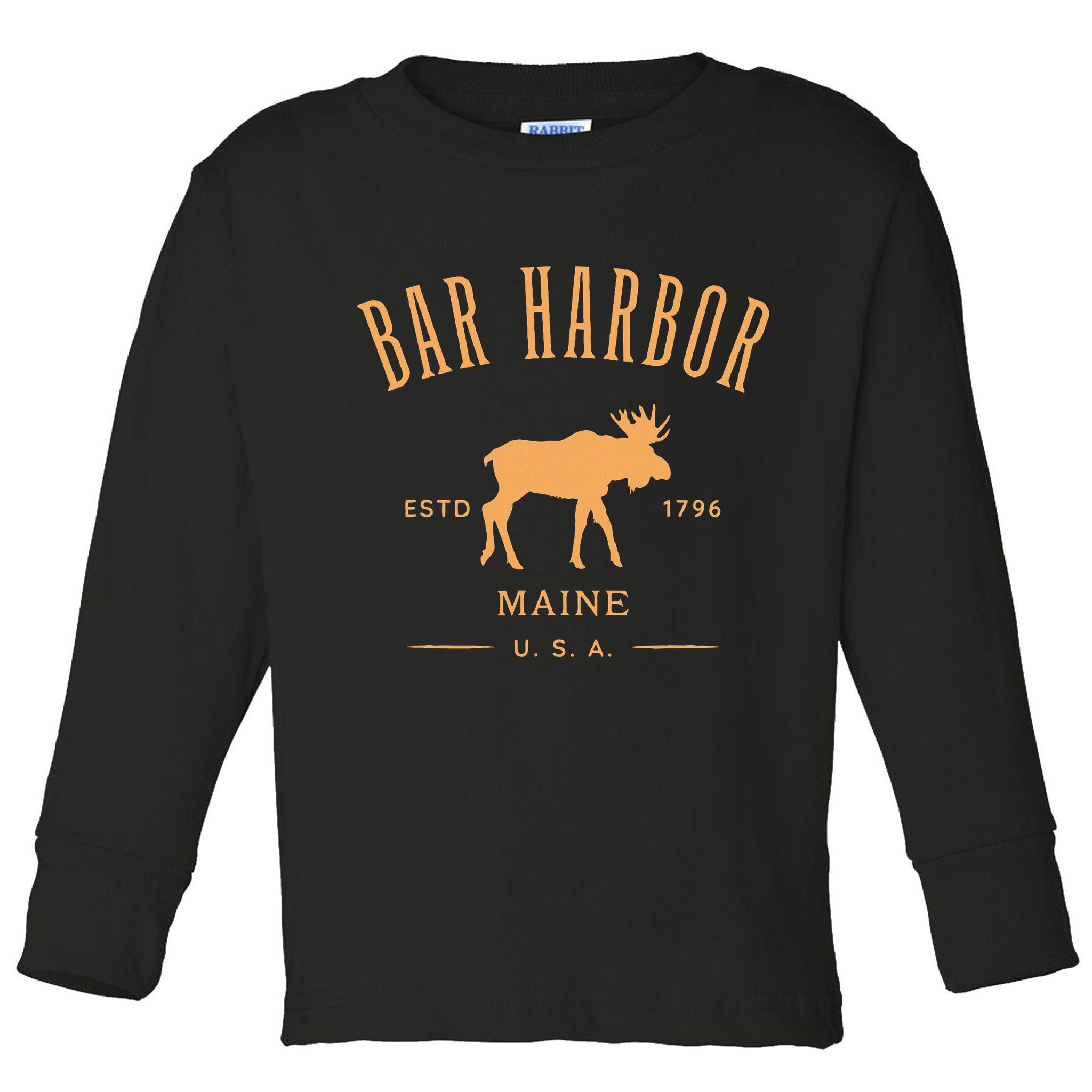 Bar Harbor Maine Usa With Moose Design Souvenir Toddler Long Sleeve Shirt