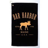 Bar Harbor Maine Usa With Moose Design Souvenir Golf Towel