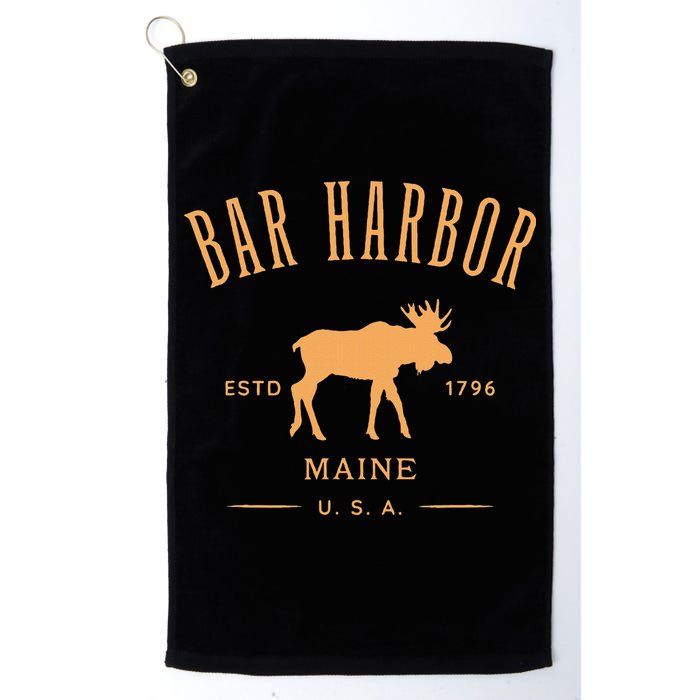 Bar Harbor Maine Usa With Moose Design Souvenir Golf Towel