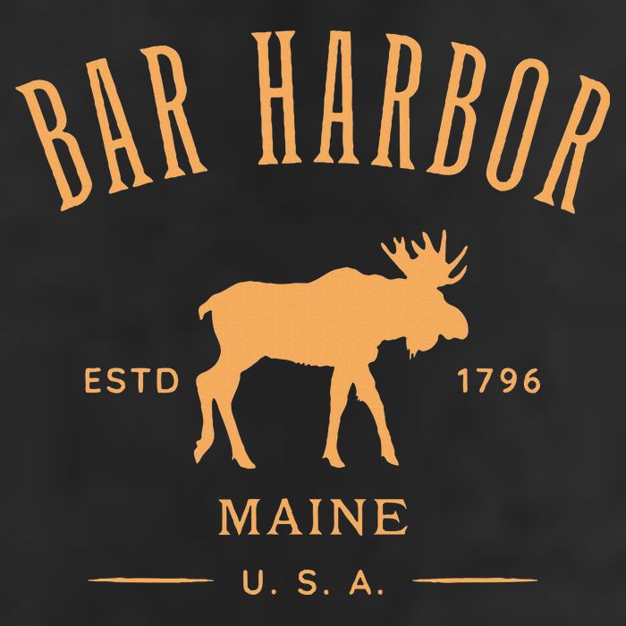 Bar Harbor Maine Usa With Moose Design Souvenir Golf Towel