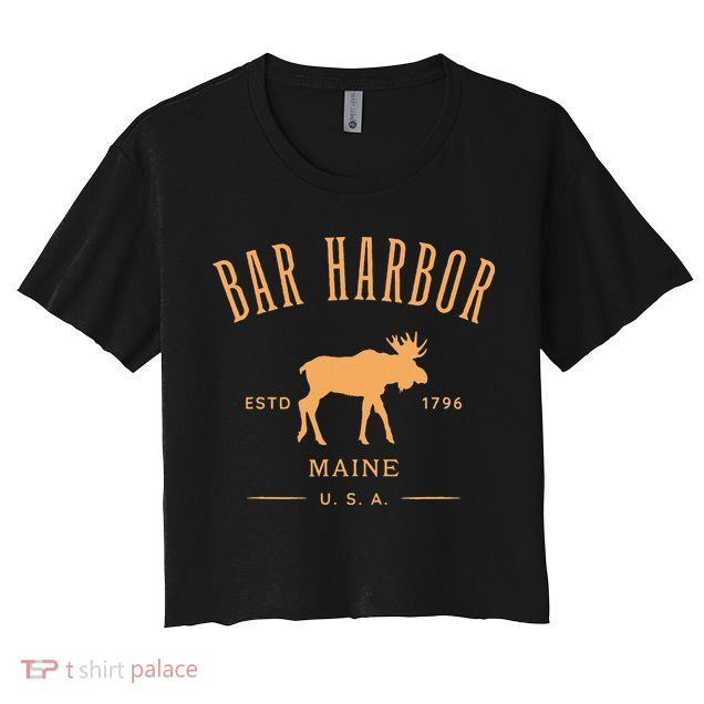 Bar Harbor Maine Usa With Moose Design Souvenir Crop Top