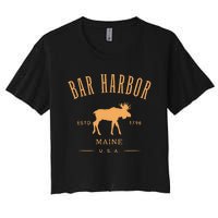 Bar Harbor Maine Usa With Moose Design Souvenir Women's Crop Top Tee