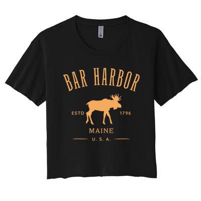 Bar Harbor Maine Usa With Moose Design Souvenir Women's Crop Top Tee